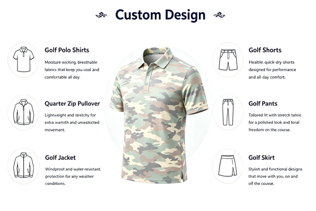 customize different designs Custom Mens Womens Golf Apparel Manufacturers China Custom Mens Womens Golf Apparel Manufacturers China