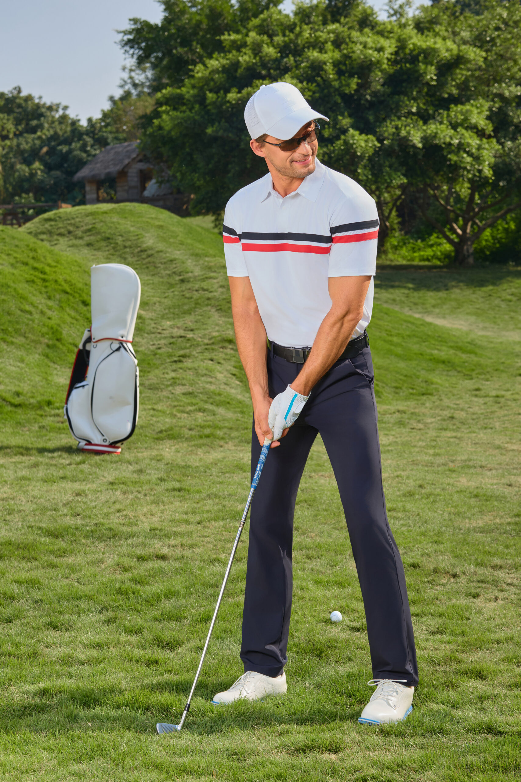 胸口两条白色1 修 Custom Mens Womens Golf Apparel Manufacturers China
