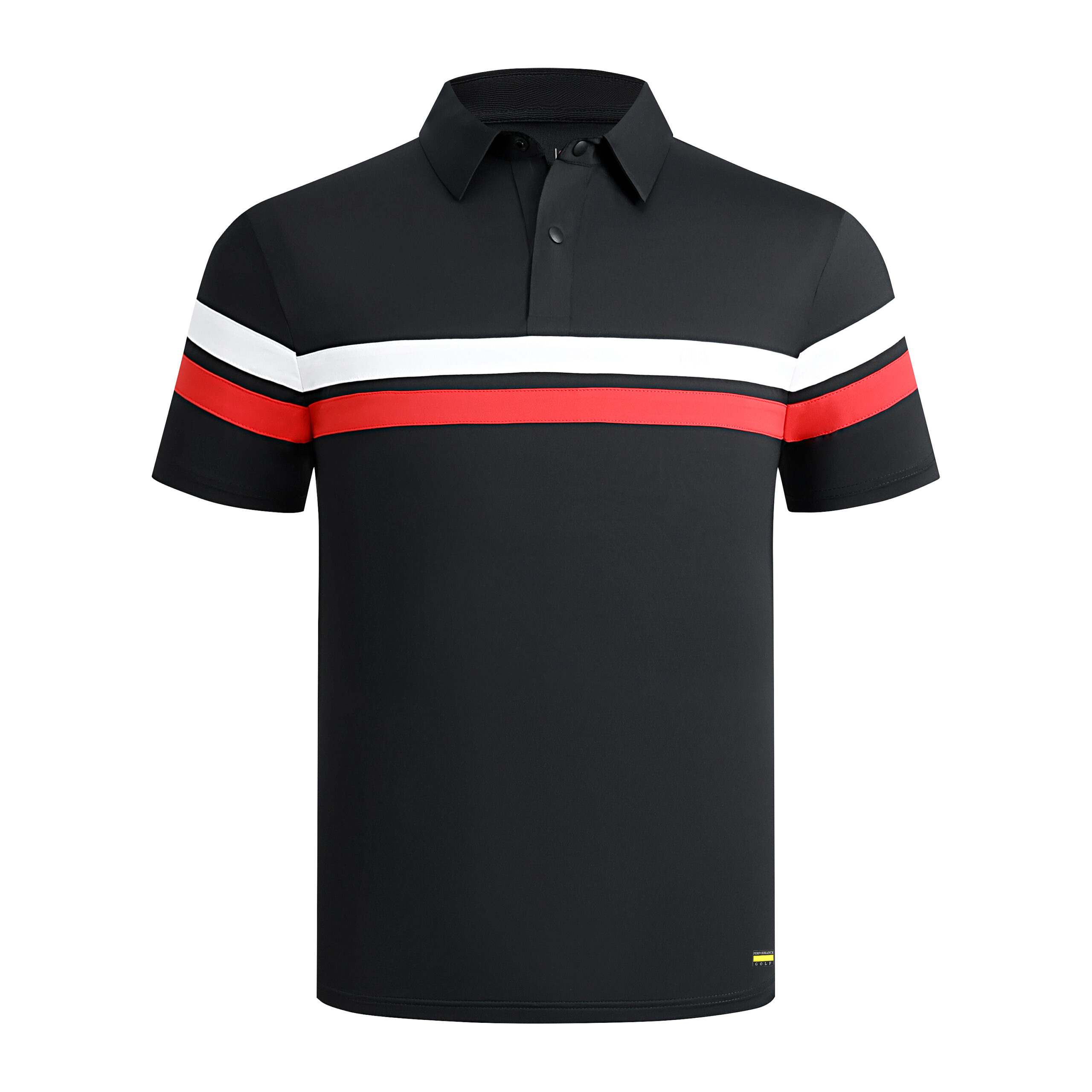 black golf polo shirt with 2 stripe Custom Mens Womens Golf Apparel Manufacturers China